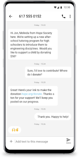 Check out this example of using bots to drive donations.