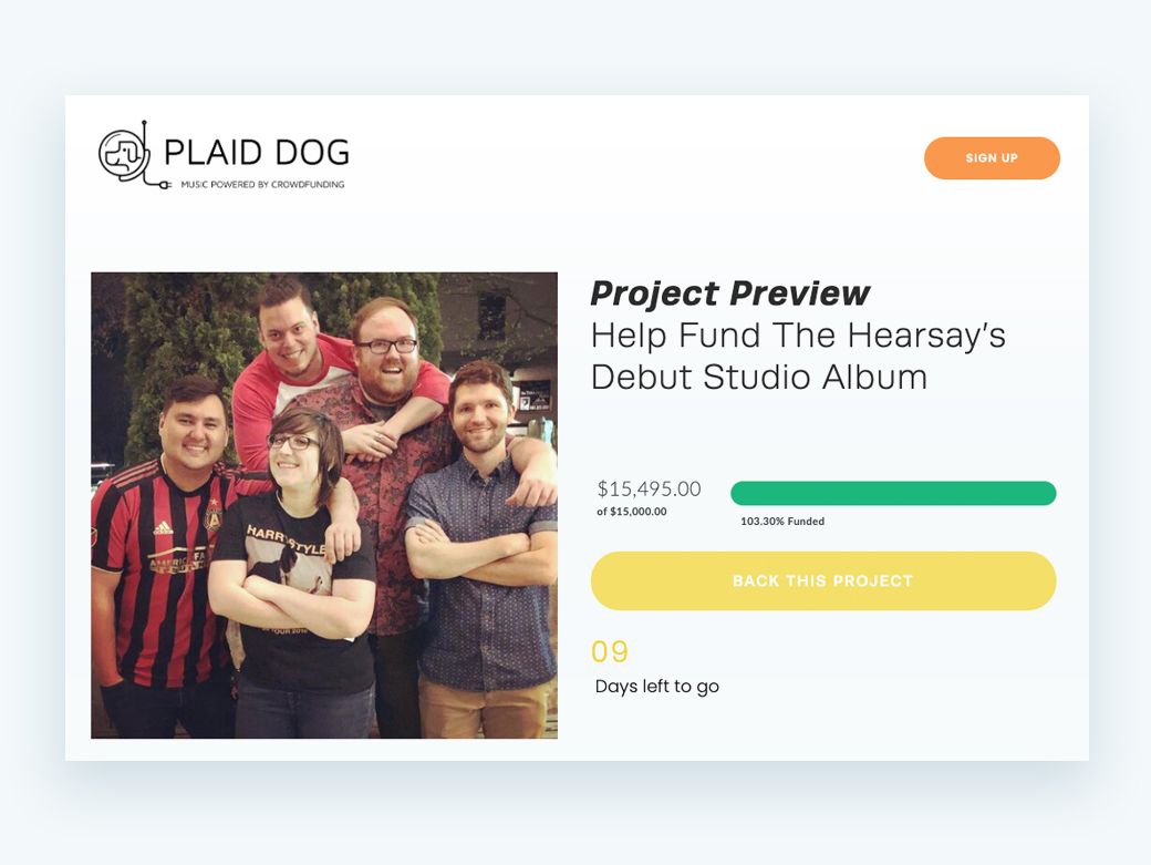 See how band, the Hearsay took advantage of crowdfunding when online fundraising for their studio album with Plaid Dog Recording Studio.