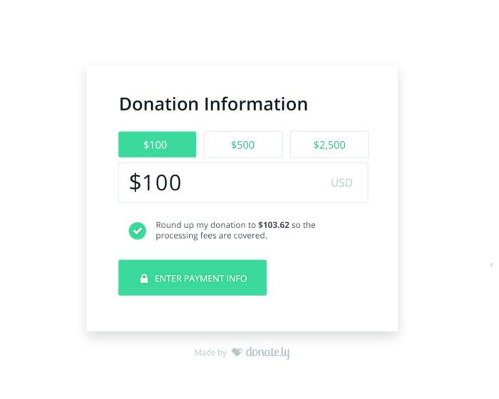 Donately enables you to pass the processing fees to donors through your donation form.