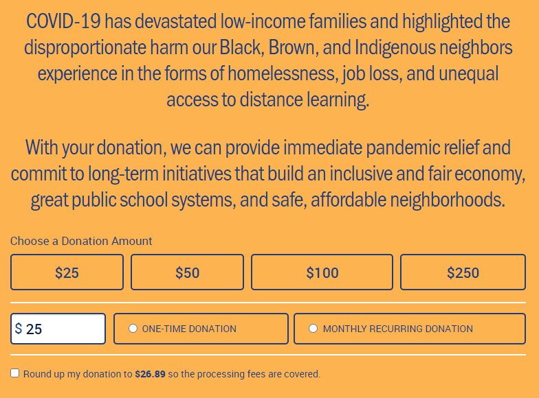This is the donation form for United Way of Greater Los Angeles.