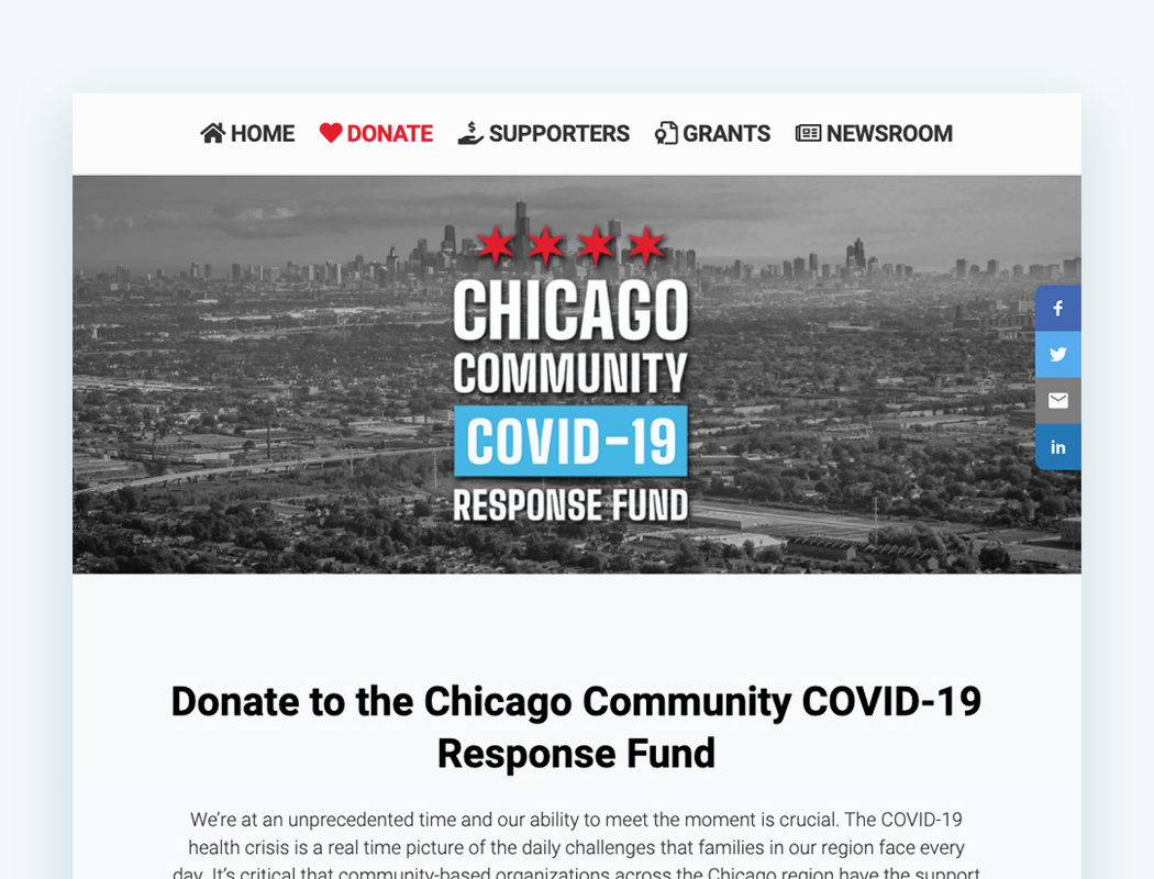 Get some inspiration for your online fundraising with this campaign example from the Chicago Community COVID-19 Response Fund.