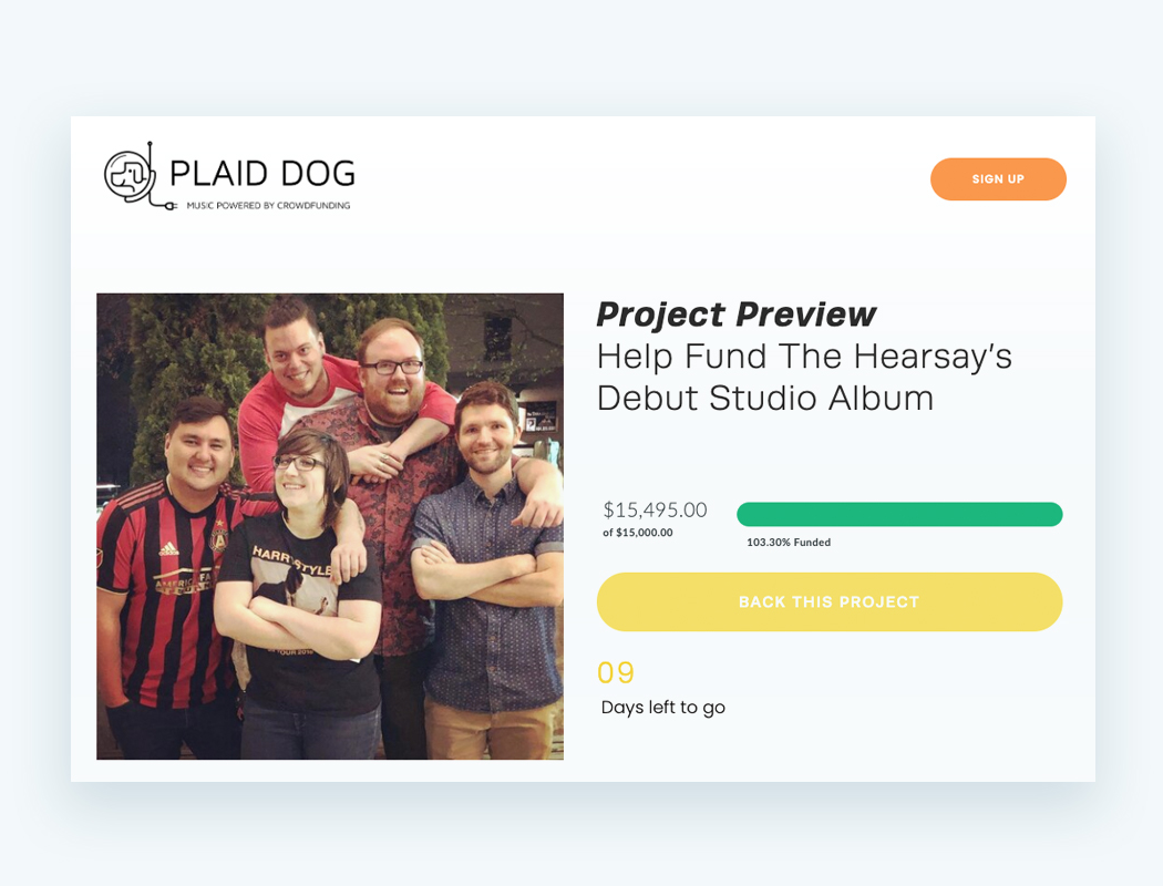 See how the Hearsay took advantage of crowdfunding when online fundraising for their studio album with Plaid Dog Recording Studio.