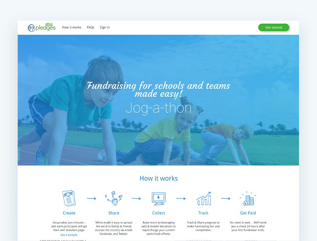 99Pledges' online donation tools simplify fundraising for schools.