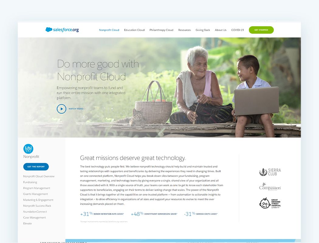 Salesforce is a leading nonprofit donation tool for constituent management.