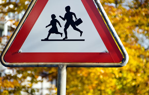 Triangular street sign