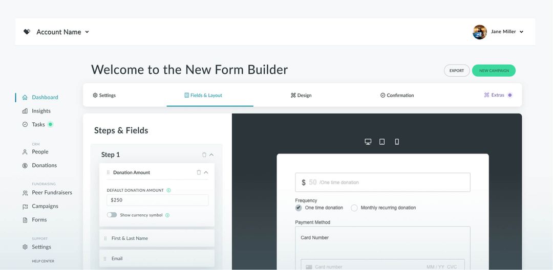 Donately offers options to customize your donation page fields with our form builder.