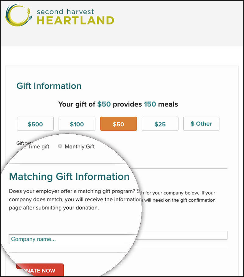Incorporate matching gift opportunities in your donation page.